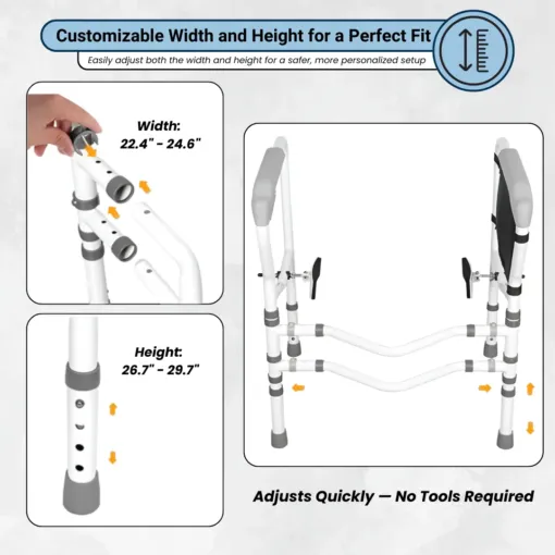 Eazy Dual Crossbar Clamped Folding Toilet Frame - Image 4